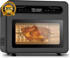 26QT Air Fryer Toaster Oven Steam Countertop Oven Fit 12" Pizza 6 Slices Toast 