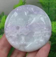 Certified Green lilac colour Natural A Jade Jadeite landscape Pendant 157813 景观