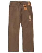 Dockers Mens Straight Casual Trousers W33 L32 Brown Cotton AO04