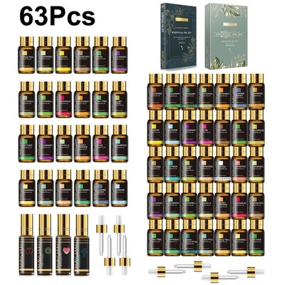 MAYJAM 63Pcs Ätherische Öle Set Reine Aromatherapie Öl Geschenkset für Diffuser
