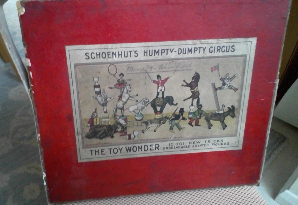 Ранний Schoenhut Деревянный Цирк В Коробке Клоун Крекер Джек Шалтай Болтай около 1903 - Изображение 2 из 4