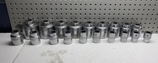 Vtg 19 Piece Snap-on Ldh Series 34 Flank Dr. 12 Pt Shallow Socket Set. Bonus