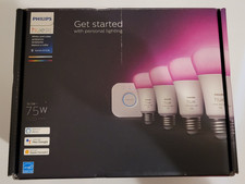 Philips Hue White and Color Ambiance A19 Bluetooth 75W Smart LED Starter Kit NEW