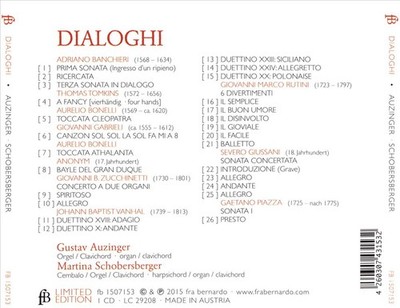 GUSTAV AUZINGER / MARTINA SCHOBERSBERGER DIALOGHI NEW CD