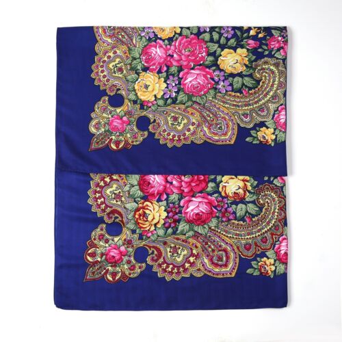Damen Blume Persischer Paisley Damast Barockstil Qualität einfarbig quadratischer Schal - Bild 1 von 16