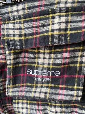 Supreme Tartan Plaid Flannel Zip Cargo Vest FW20 100% Cotton Men's