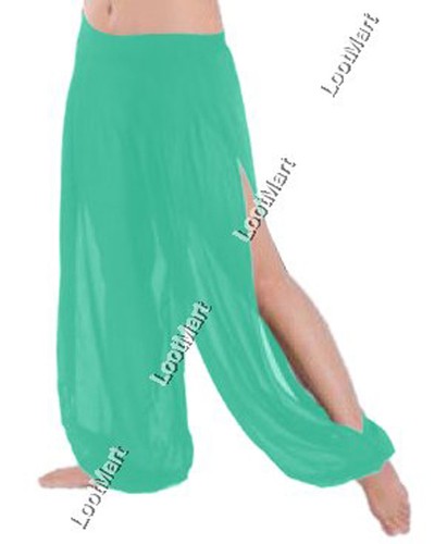 Pantalones de yoga harén danza del vientre D verde azulado 1 abertura pantalones tribales pantalones genio 25 colores - Imagen 22 de 26