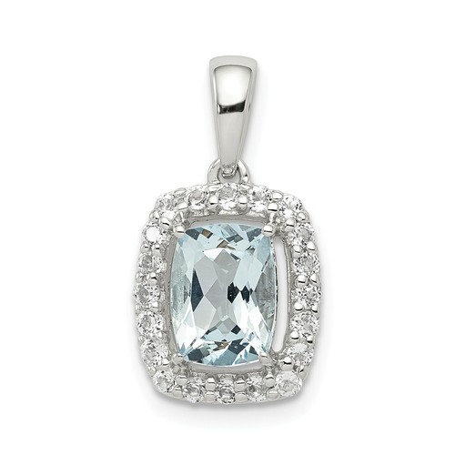Parure Gioielli Rhodiata 2 Pezzi - Collana E Orecchini Con Pietre Aquamarine (CZ) - Argento 925