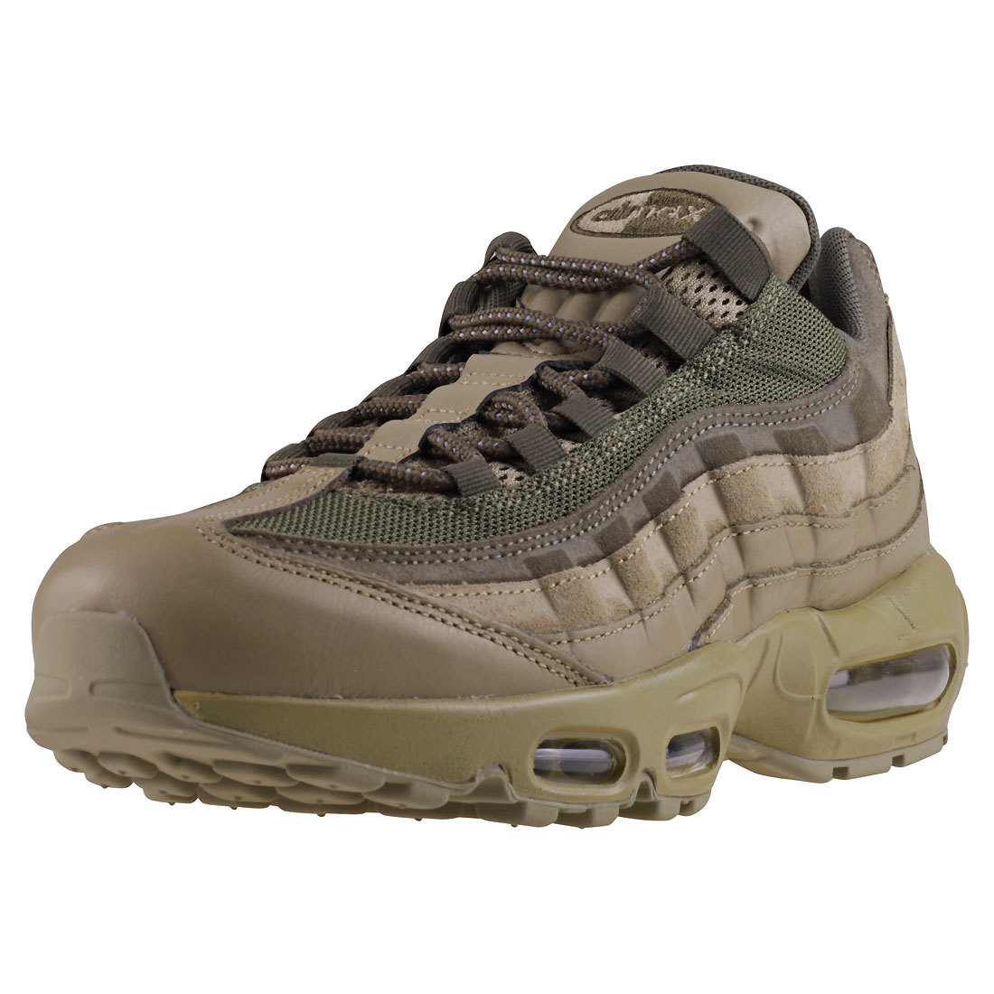 Nike Air Max 95 Premium Mens Olive Leather & Mesh Trainers Nike Air Max 95 Premium Mens Olive Leather & Mesh Trainers