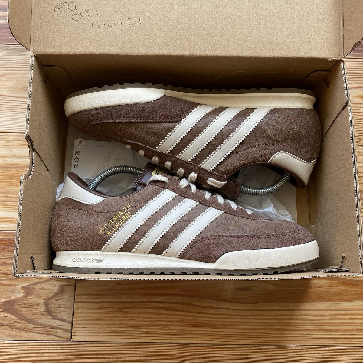 Adidas Originals Beckenbauer Trainers Brown White UK8.5 US9