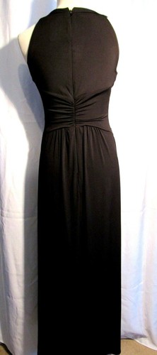VESTIDO LARGO DE NOCHE NEGRO SANGRÍA CINTURA IMPERIO, TALLA 4P, NUEVO CON ETIQUETAS - Imagen 4 de 7