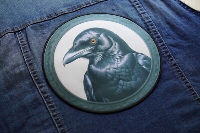 Gothic Crow Patch, Large Jacket Patch Up to 25.4cm, Gothic Bird Iron On