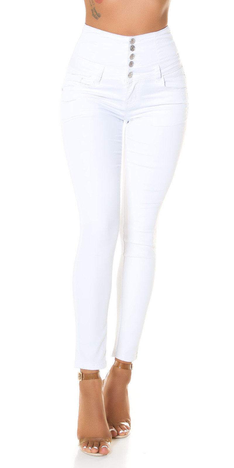 Skinny Women High Waist Skinny Jeans White #H2324-image