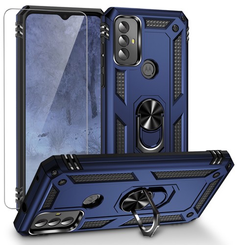 For Motorola Moto G Play 2023 Ring Case Magnetic Metal Kickstand +Tempered Glass - 第 18/45 張圖片