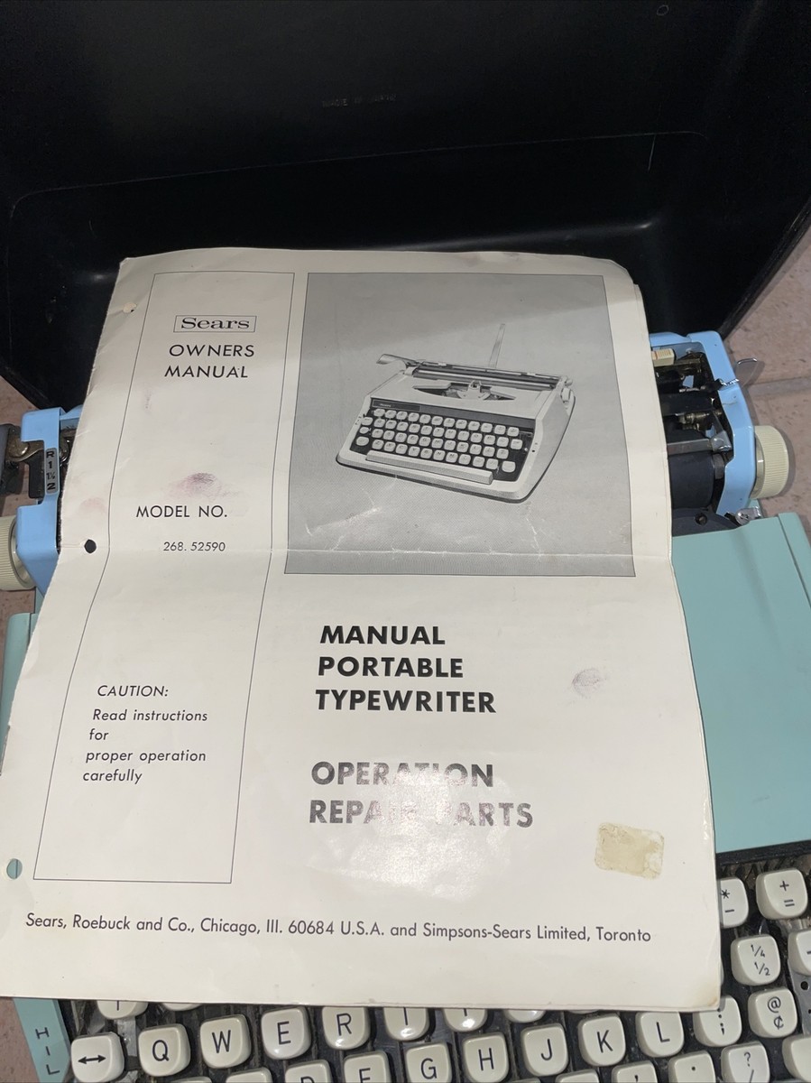 Vintage Manual Portable Typewriter Sears & Roebuck Blue