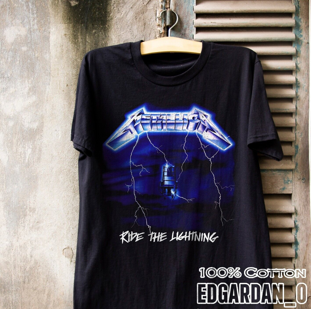 Metallica Ride the Lightning Retro 80s Rock Band Tee Sizes S-5XL