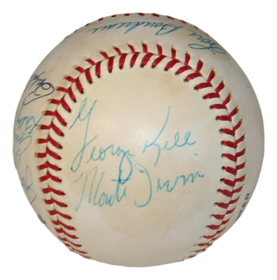 Baseball Greats Autographed ONL Baseball 10x HOFers Boudreau Spahn Feller Mize - Image 3 of 4