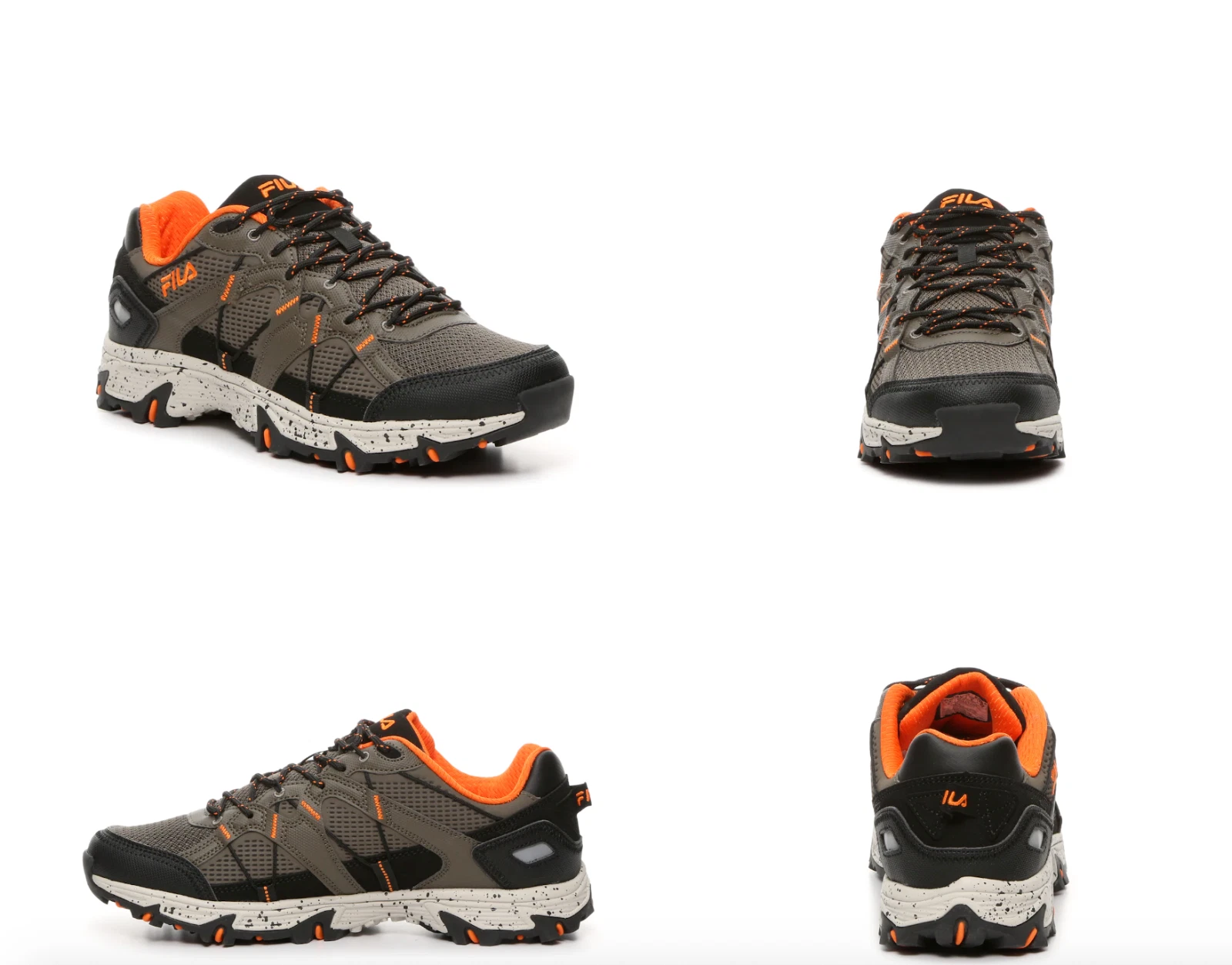 Fila Matronic Men's Size 10.5, Lace-up Athletic Trail Shoes, Brown-Black-Orange