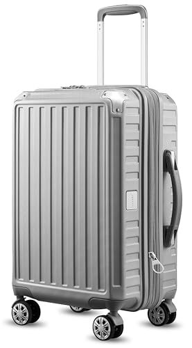 Carry On Luggage 22x14x9 Airline Approved - PC Carry-On 20-Inch Matte Silver-image