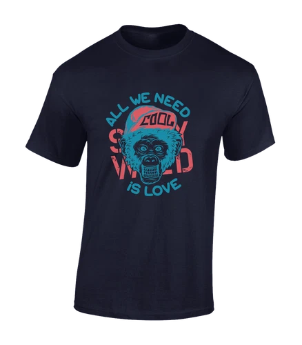 All We Need Is Love Funny Cool Meme Monkey Unisex T-Shirt - Picture 6 of 11