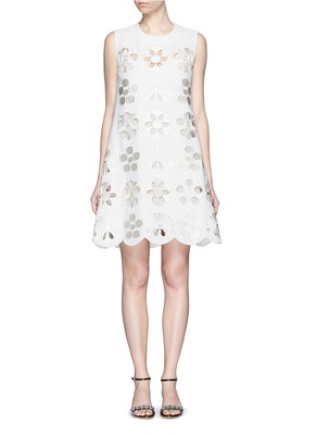 VICTORIA VICTORIA BECKHAM Scalloped Edge Floral Embroidery Crepe Dress ( US  6) | eBay