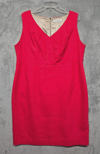 Tahari Dress Womens Size 16 Red Sheath Sleeveless Straight Office Career Holiday