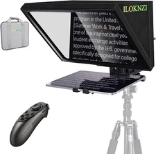 ILOKNZI 12 inch Aluminum Lifting Teleprompter for Tablets with 70/30 Tempered