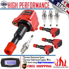 4 Pack Ignition Coils & Platinum Spark Plug For 2007-2008 Honda Fit 1.5L UF581