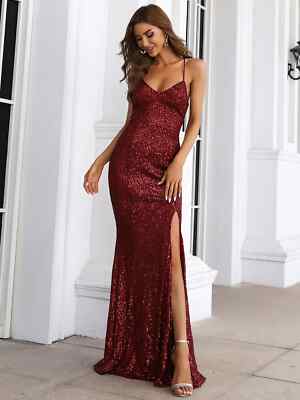 Missord Rückenfreies Ballkleid mit Criss-Cross, Band, Reißverschluss, Schlitz