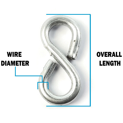 Hanging Closed Style S Hook- Zinc Plated Steel Chain & Rope Fitting -Select Size - Picture 4 of 4