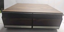 VHS Tape Holder Faux Wood Grain Two Drawer Cabinet Storage Case Holds 22 Tapes