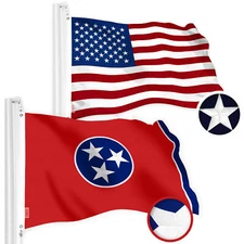 NEW G128 Tennessee Flag and USA Flag Set 4x6 FT, Embroidered SPUN Polyester
