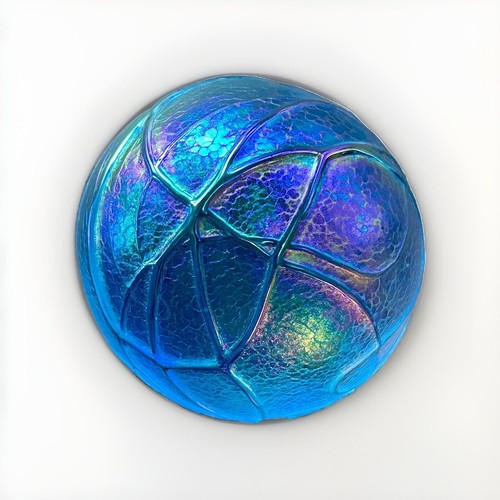 Iridescent Art Glass Paperweight-Blue Purple Gold Spiderweb-OBG Studio - Picture 3 of 24
