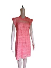 Cupcakes And Cashmere Womens Orange Croche Dress Knee Length Sheath Size Medium 