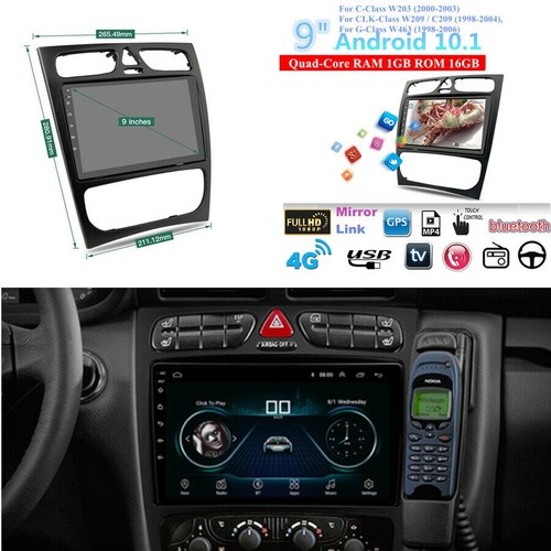 9" 1G+16G Car Stereo Radio GPS Navigation Mirror Link BT For Benz W203 W209 W463