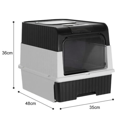 Large Cat Litter Box Cat Pan Drawer AntiSplashing Cat Potty Tray Self