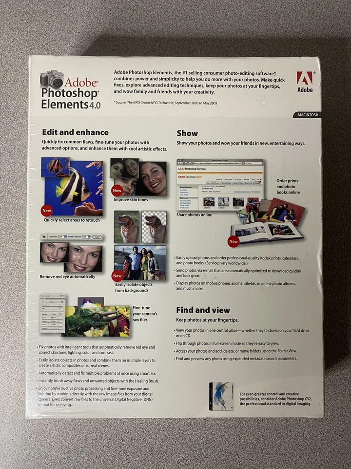 2006 Adobe Photoshop Elements 4.0 for Mac Brand NEW Sealed - Image 2 of 4