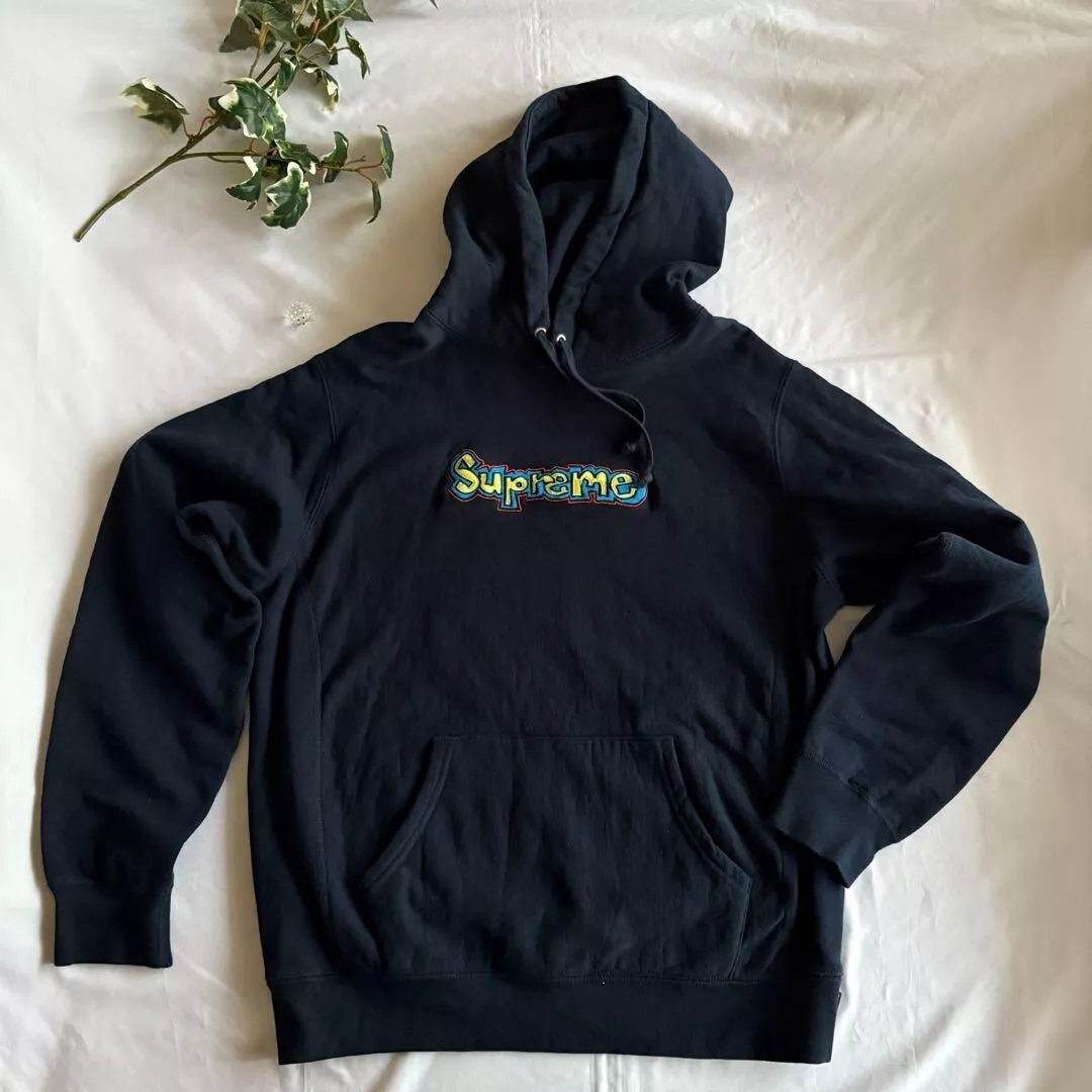 Sweat à capuche logo Supreme Gonz pull à capuche coton bleu marine occasion