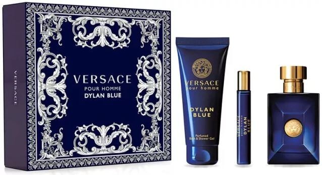 VERSACE DYLAN BLUE Cologne for MEN 3 pcs GIFT SET 3.4 oz EDT Spray + SHOWER  GEL