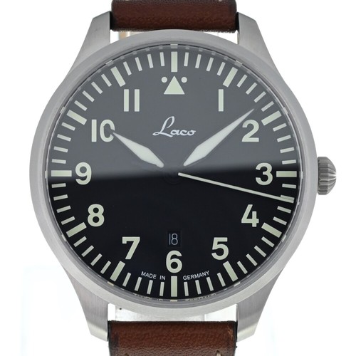 discount with paper Laco Pilot Genf 861807.2.D black Dial Men's Watch R#135460
