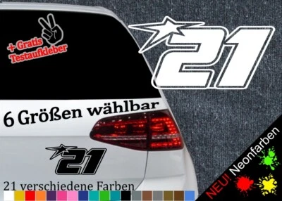STICKERFREAKS Startnummer 21 Aufkleber Motorrad Auto Zahl MTB Rennen Stern Start Race JDM DUB