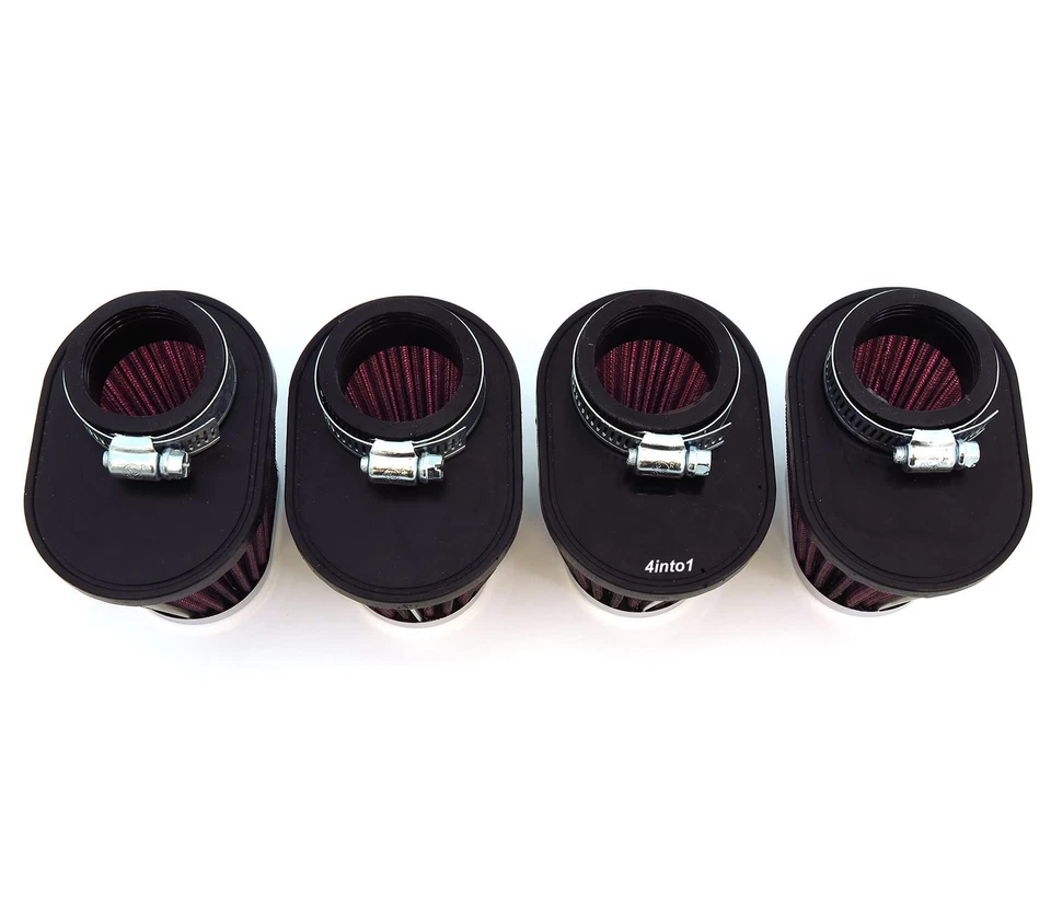 Set of 4 Chrome Performance Oval Pod Filters - 39mm - Honda CB750 Kawasaki Kz400 - Image 3 of 4