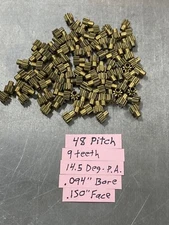QTY 1 TRADESHIP BRASS PINION GEAR 48 PITCH 9 TEETH .094" BORE FOR SLOT CAR