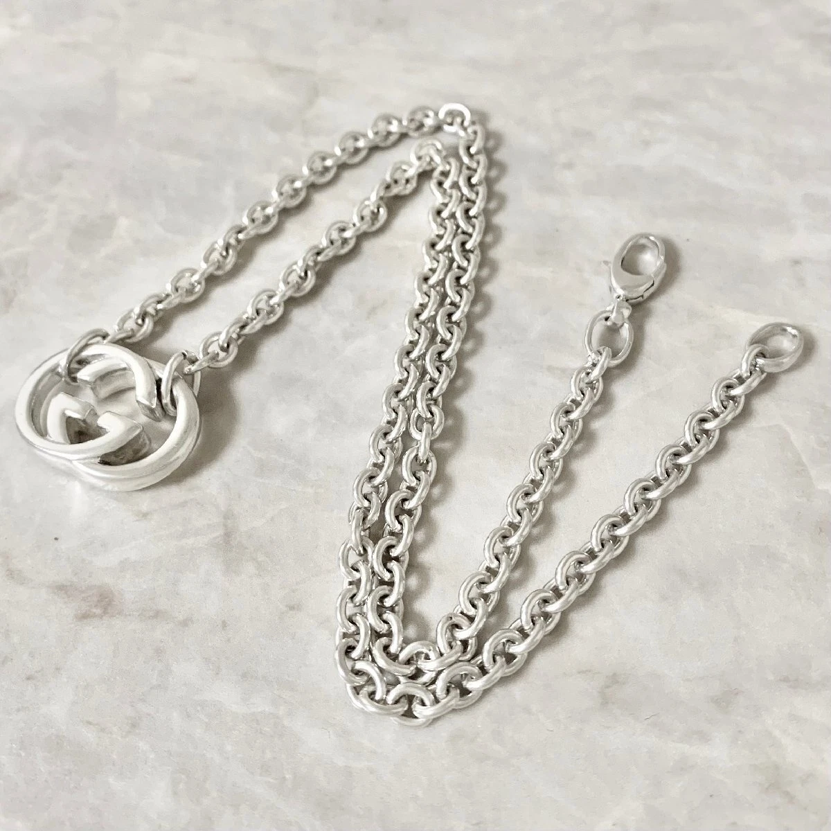 Collier GUCCI GG chaîne argent 925 44 cm logo Ag925 accessoires femme