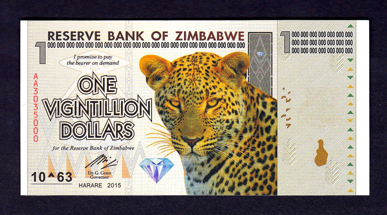 ZIMBABWE BILLET TEST 1 VIGINTILLION DOLLARS ★★ H eBay