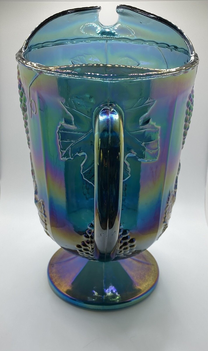 Vintage Indiana Blue Carnival Glass- Pitcher Harvest Grapes | eBay