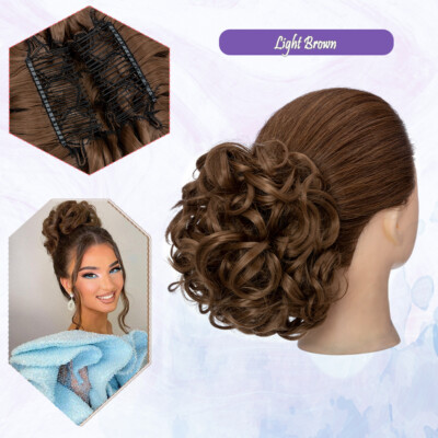 Thick As Human Messy Bun Clip Hair Extensions Curly Scrunchie Updo Chignon Combs