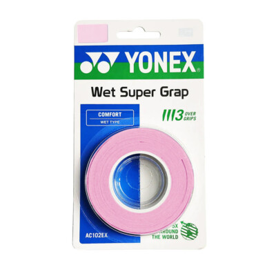 YONEX WET SUPER GRAP GRIP 3 PACK (GREEN, WHITE, YELLOW, BLACK, RED