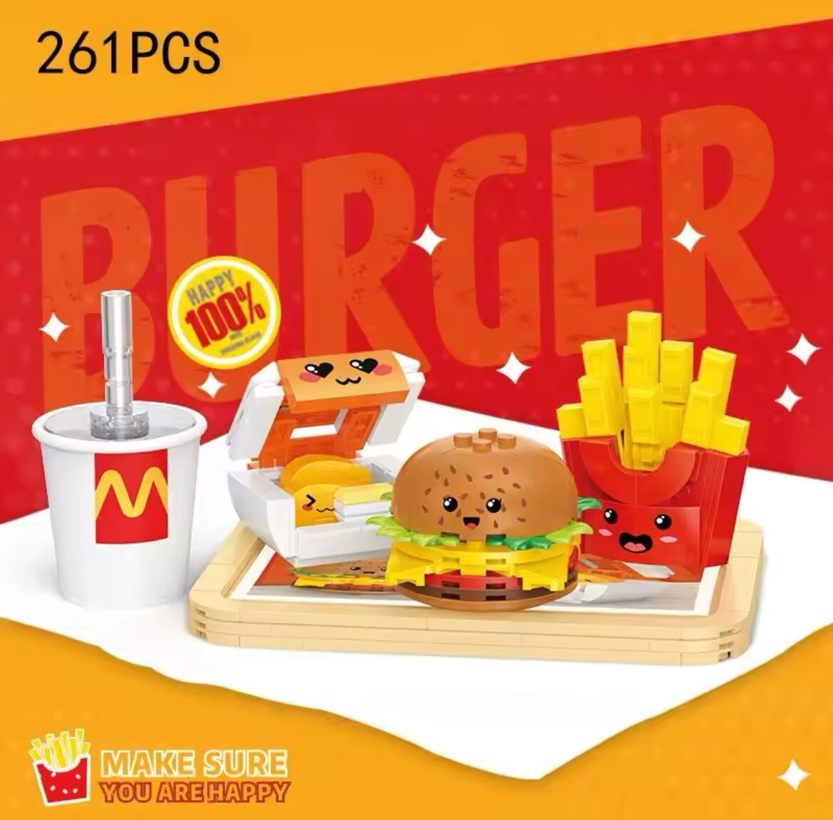 *NEU* 261 Stück Burger Bausteine Pommes Frites gebratenes Hähnchen Cola Modellsteine