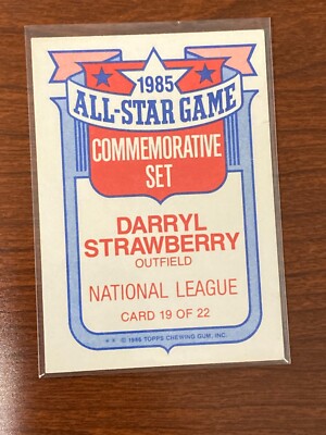 DARRYL STRAWBERRY 1986 TOPPS 1985 ALL STAR GAME COMMEMORATIVE CARD